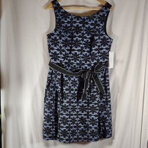 NWT Robbie Bee Black and Blue Patterned Mini Dress - Size 10 Petite